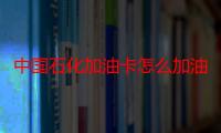 中国石化加油卡怎么加油使用（怎样使用加油卡自助加油）