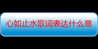 心如止水歌词表达什么意思（心如止水表达什么感情）